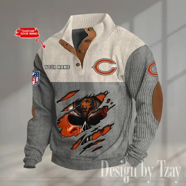 Chicago Bears Double Stand Collar Sport Hoodie S9DBSCH1316 - Image 3