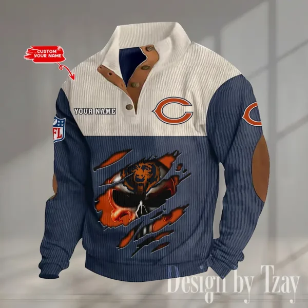 Chicago Bears Double Stand Collar Sport Hoodie S9DBSCH1316 - Image 5