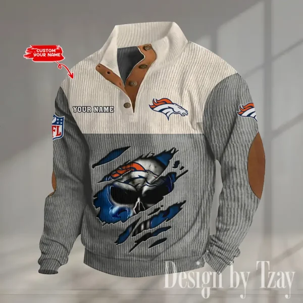 Denver Broncos Double Stand Collar Sport Hoodie S9DBSCH1320 - Image 4