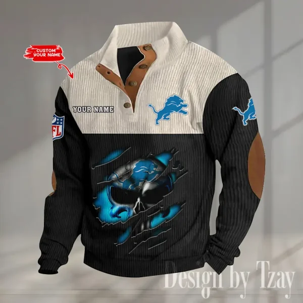 Detroit Lions Double Stand Collar Sport Hoodie S9DBSCH1321 - Image 2