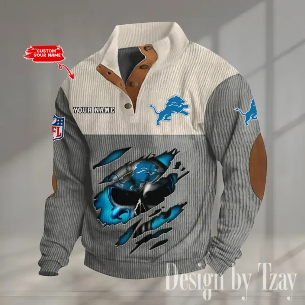 Detroit Lions Double Stand Collar Sport Hoodie S9DBSCH1321 - Image 4