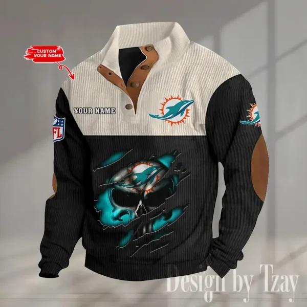 Miami Dolphins Double Stand Collar Sport Hoodie S9DBSCH1330 - Image 2