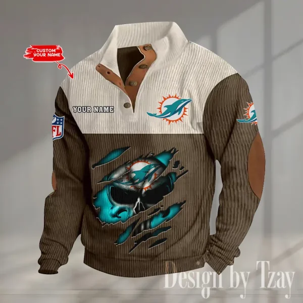 Miami Dolphins Double Stand Collar Sport Hoodie S9DBSCH1330 - Image 3