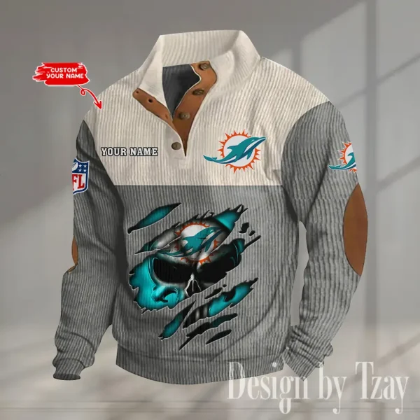 Miami Dolphins Double Stand Collar Sport Hoodie S9DBSCH1330 - Image 4