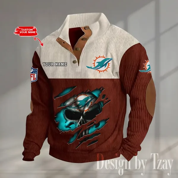 Miami Dolphins Double Stand Collar Sport Hoodie S9DBSCH1330 - Image 5