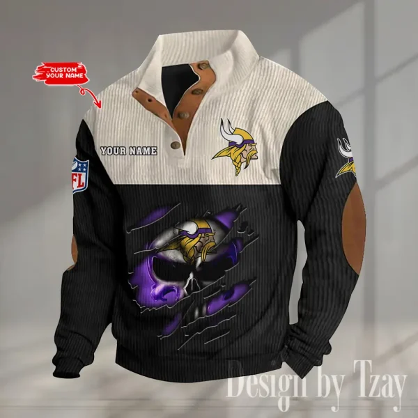 Minnesota Vikings Double Stand Collar Sport Hoodie S9DBSCH1331 - Image 2