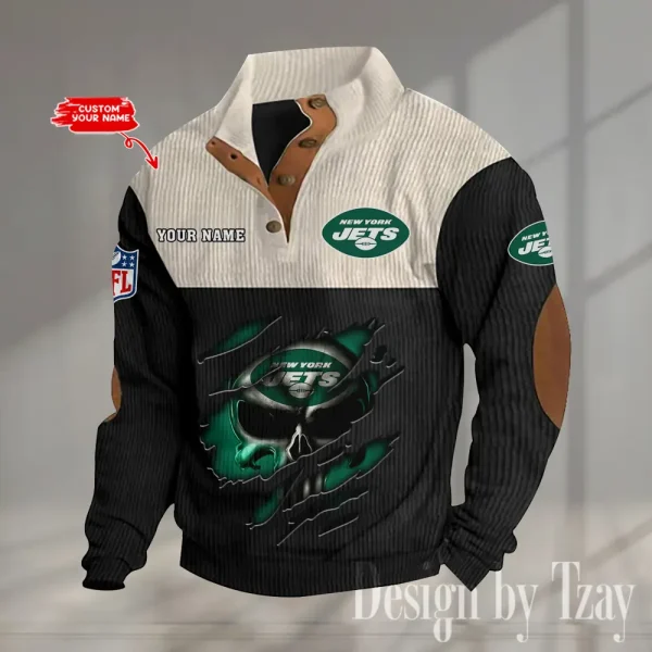 New York Jets Double Stand Collar Sport Hoodie S9DBSCH1335 - Image 2