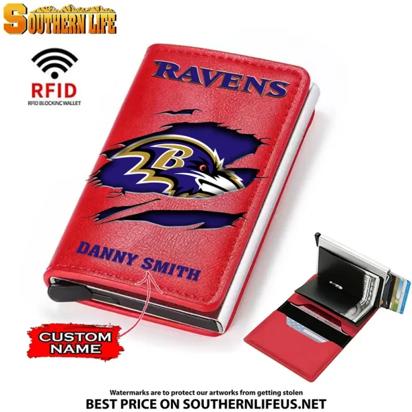 Baltimore Ravens Credit Card Holder Leather Wallet SPTCHLW003 - Image 4