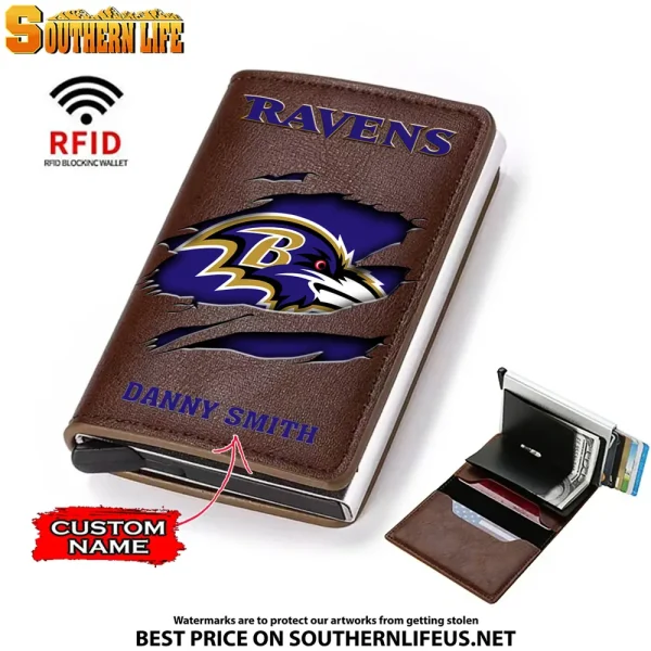 Baltimore Ravens Credit Card Holder Leather Wallet SPTCHLW003 - Image 3