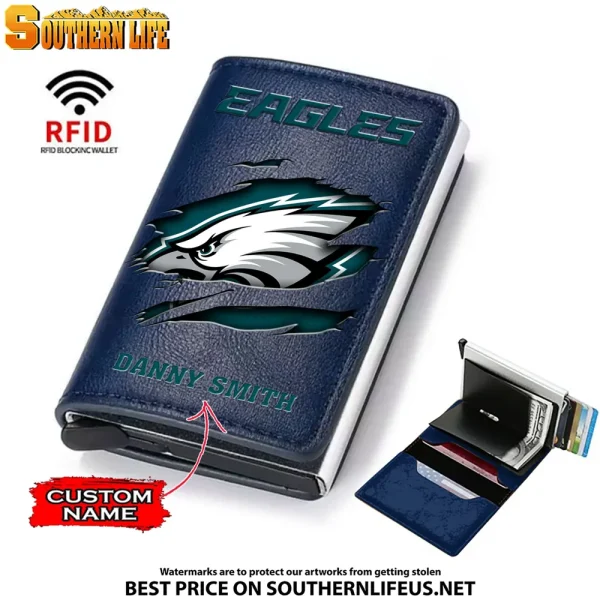 Philadelphia Eagles Credit Card Holder Leather Wallet SPTCHLW005 - Image 5