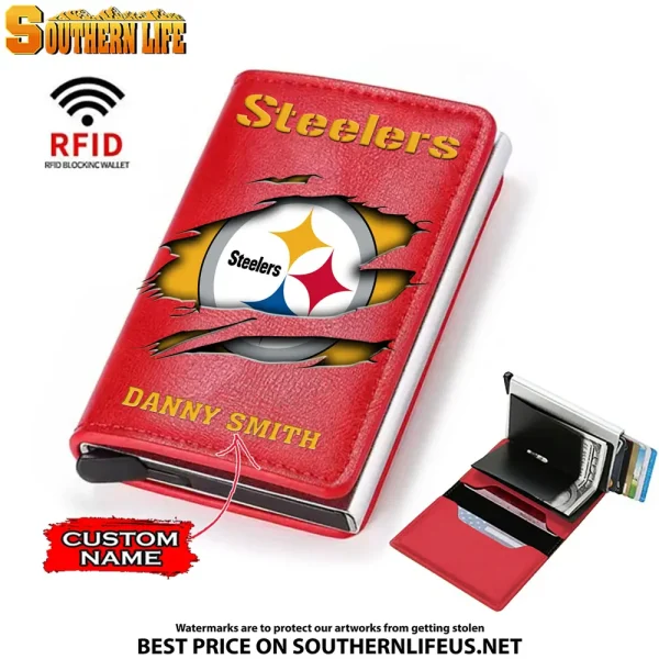 Pittsburgh Steelers Credit Card Holder Leather Wallet SPTCHLW007 - Image 3