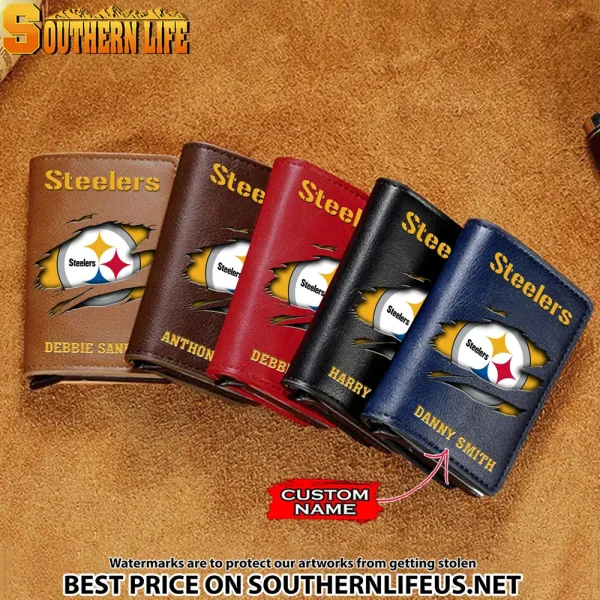 Pittsburgh Steelers Credit Card Holder Leather Wallet SPTCHLW007