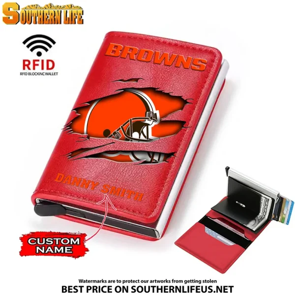 Cleveland Browns Credit Card Holder Leather Wallet SPTCHLW009 - Image 3