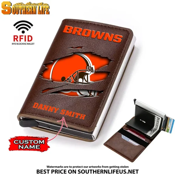 Cleveland Browns Credit Card Holder Leather Wallet SPTCHLW009 - Image 4