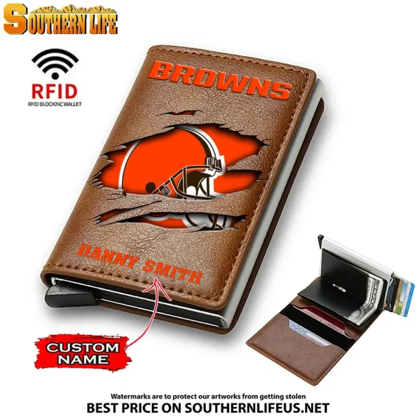 Cleveland Browns Credit Card Holder Leather Wallet SPTCHLW009 - Image 2