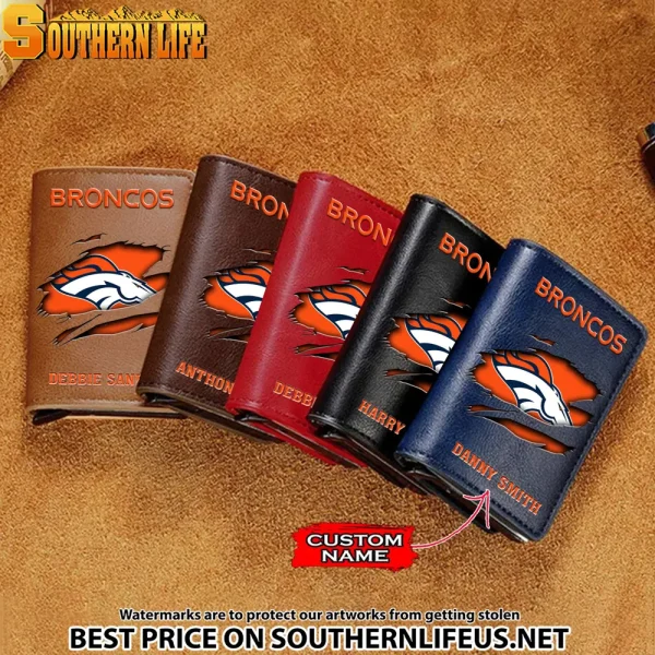 Denver Broncos Credit Card Holder Leather Wallet SPTCHLW010