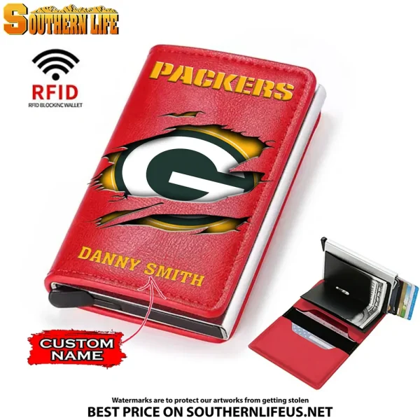 Green Bay Packers Credit Card Holder Leather Wallet SPTCHLW012 - Image 3