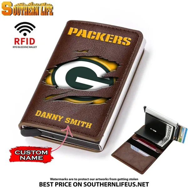 Green Bay Packers Credit Card Holder Leather Wallet SPTCHLW012 - Image 4