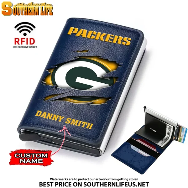 Green Bay Packers Credit Card Holder Leather Wallet SPTCHLW012 - Image 5