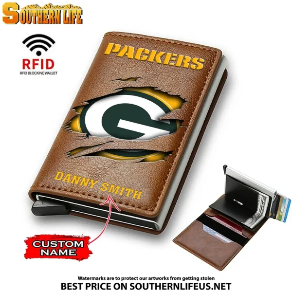 Green Bay Packers Credit Card Holder Leather Wallet SPTCHLW012 - Image 6