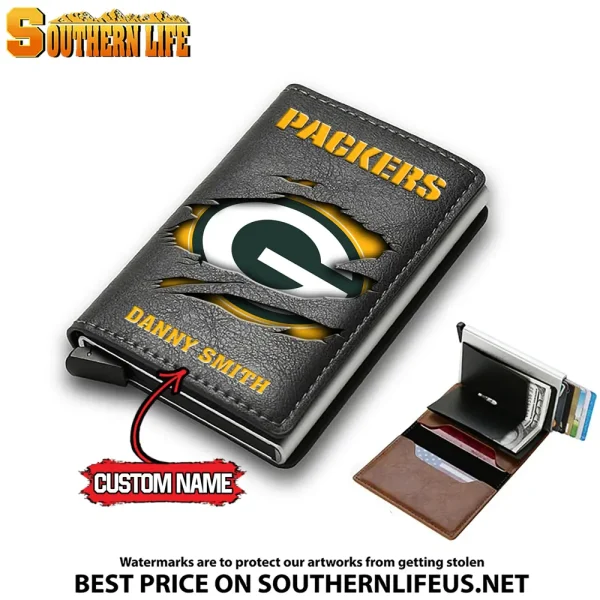 Green Bay Packers Credit Card Holder Leather Wallet SPTCHLW012 - Image 2