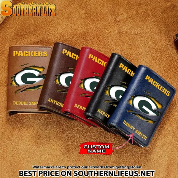 Green Bay Packers Credit Card Holder Leather Wallet SPTCHLW012