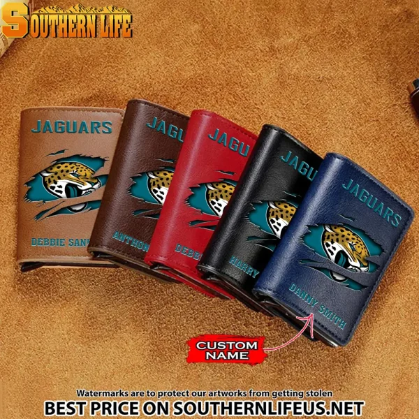 Jacksonville Jaguars Credit Card Holder Leather Wallet SPTCHLW015