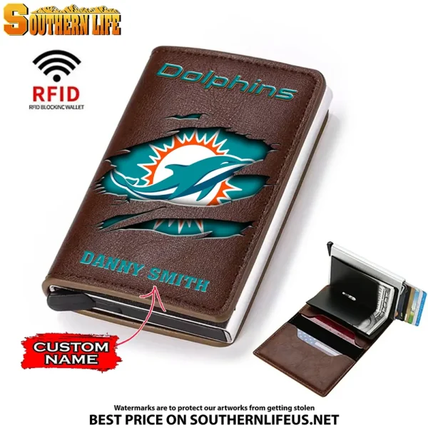 Miami Dolphins Credit Card Holder Leather Wallet SPTCHLW018 - Image 4