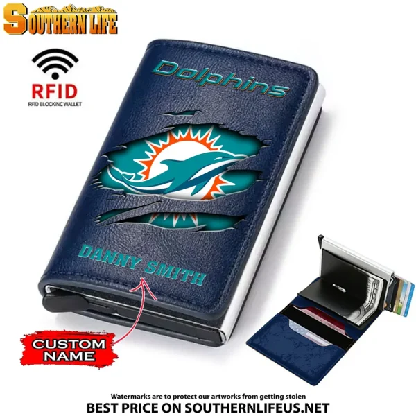 Miami Dolphins Credit Card Holder Leather Wallet SPTCHLW018 - Image 5