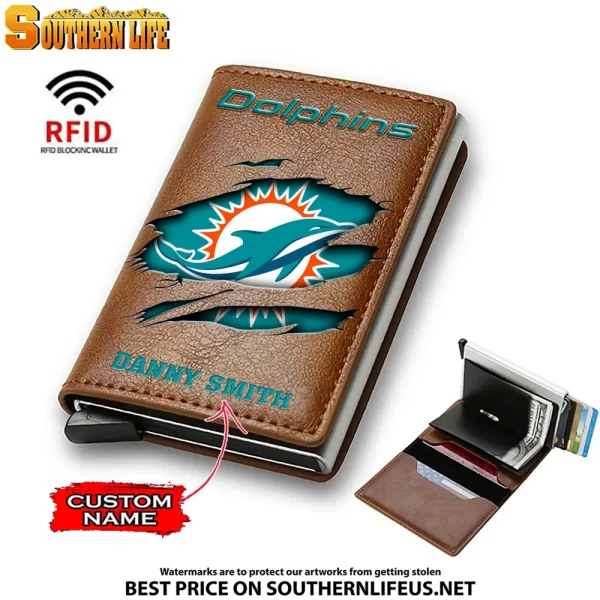 Miami Dolphins Credit Card Holder Leather Wallet SPTCHLW018 - Image 6