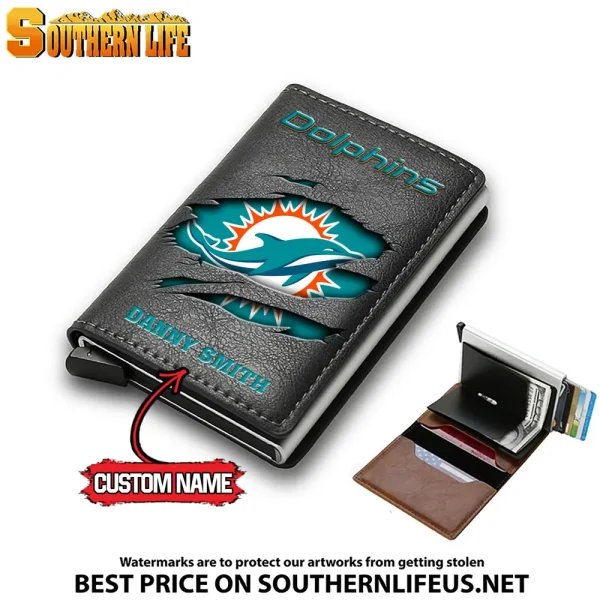 Miami Dolphins Credit Card Holder Leather Wallet SPTCHLW018 - Image 2