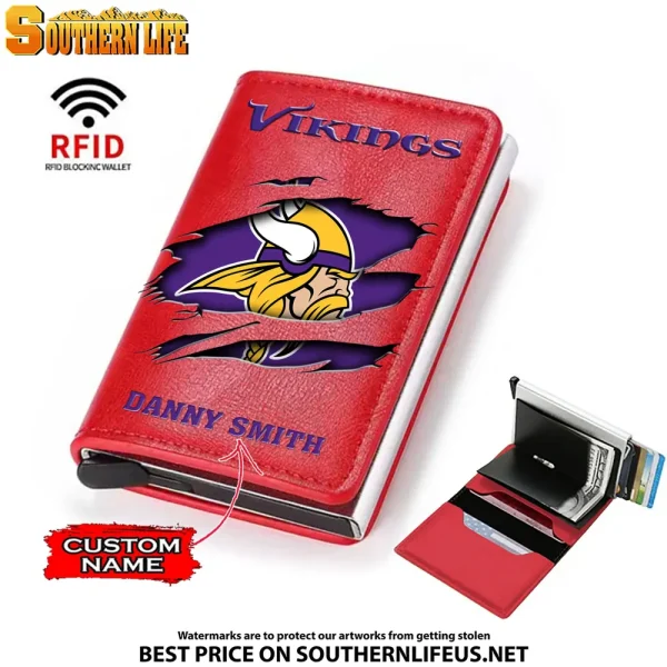 Minnesota Vikings Credit Card Holder Leather Wallet SPTCHLW019 - Image 3