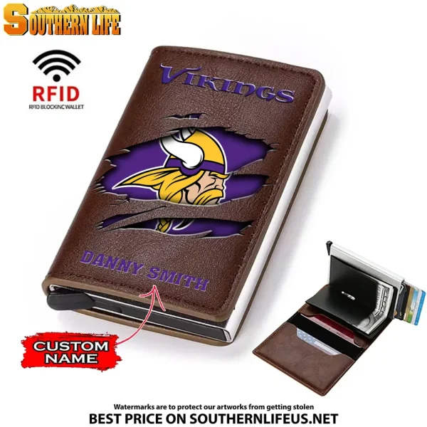 Minnesota Vikings Credit Card Holder Leather Wallet SPTCHLW019 - Image 4