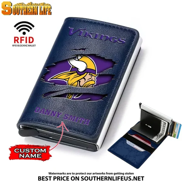 Minnesota Vikings Credit Card Holder Leather Wallet SPTCHLW019 - Image 5