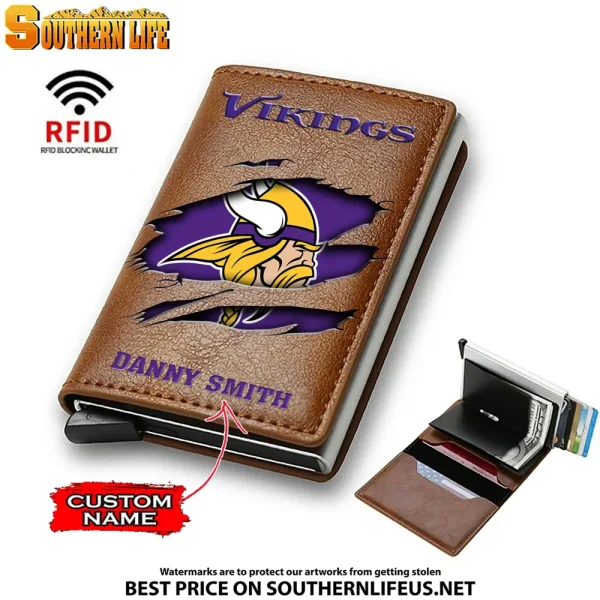 Minnesota Vikings Credit Card Holder Leather Wallet SPTCHLW019 - Image 2