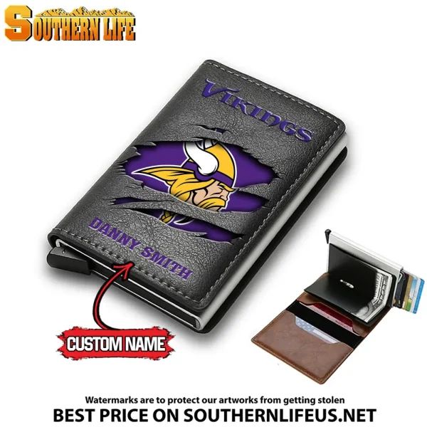 Minnesota Vikings Credit Card Holder Leather Wallet SPTCHLW019 - Image 6