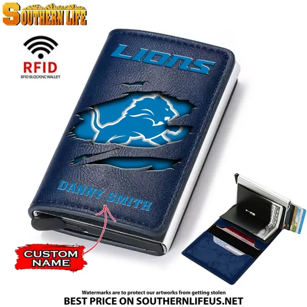 Detroit Lions Credit Card Holder Leather Wallet SPTCHLW020 - Image 5