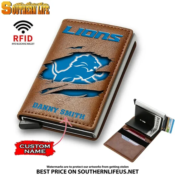 Detroit Lions Credit Card Holder Leather Wallet SPTCHLW020 - Image 6