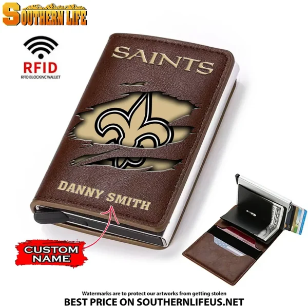 New Orleans Saints Credit Card Holder Leather Wallet SPTCHLW021 - Image 5