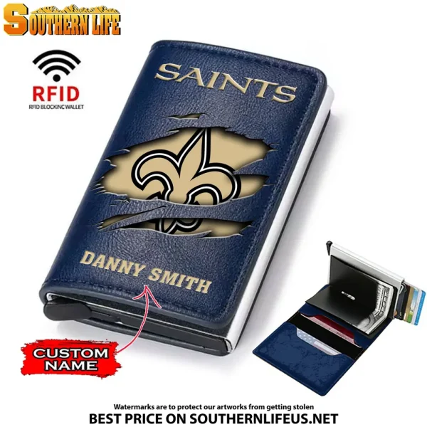 New Orleans Saints Credit Card Holder Leather Wallet SPTCHLW021 - Image 4