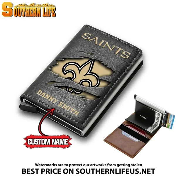 New Orleans Saints Credit Card Holder Leather Wallet SPTCHLW021 - Image 6