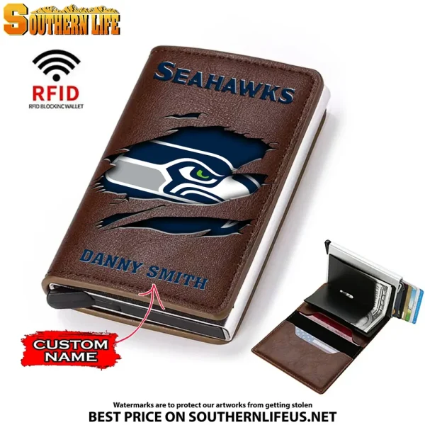 Seattle Seahawks Credit Card Holder Leather Wallet SPTCHLW029 - Image 4