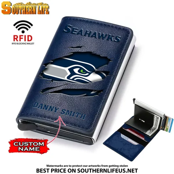 Seattle Seahawks Credit Card Holder Leather Wallet SPTCHLW029 - Image 5