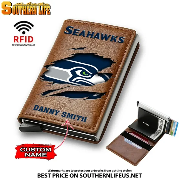 Seattle Seahawks Credit Card Holder Leather Wallet SPTCHLW029 - Image 6