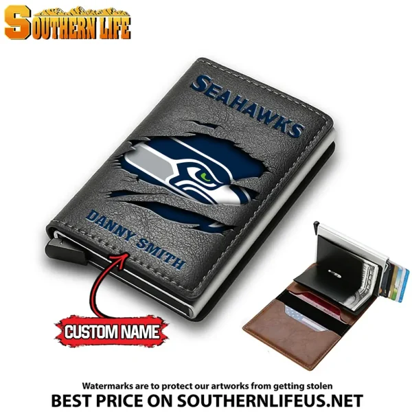 Seattle Seahawks Credit Card Holder Leather Wallet SPTCHLW029 - Image 2