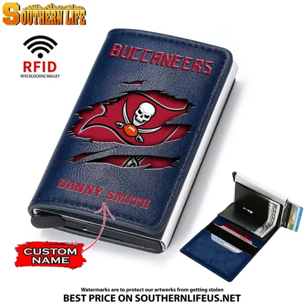 Tampa Bay Buccaneers Credit Card Holder Leather Wallet SPTCHLW030 - Image 4