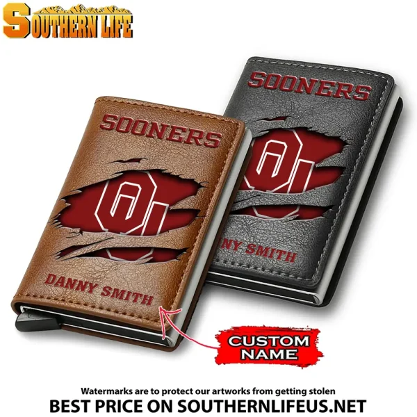 Oklahoma Sooners NCAA Credit Card Holder Leather Wallet SPTCHLW042