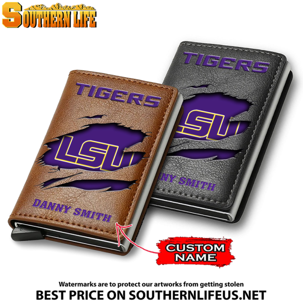 LSU Tigers NCAA Credit Card Holder Leather Wallet SPTCHLW045