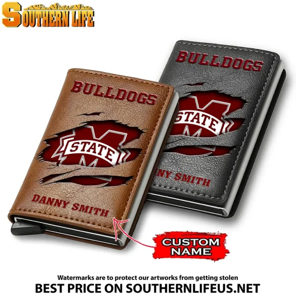 Mississippi State Bulldogs NCAA Credit Card Holder Leather Wallet SPTCHLW048