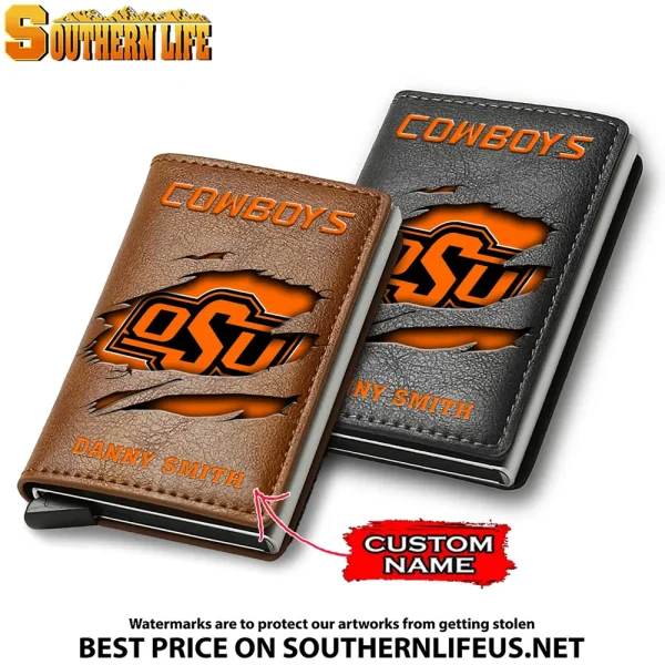 Oklahoma State Cowboys NCAA Credit Card Holder Leather Wallet SPTCHLW049